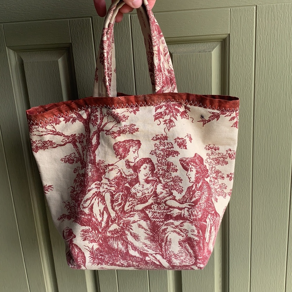 Red Toile Fabric small bucket bag